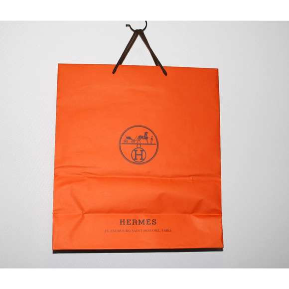 100% Authentic HERMES Empty Shopping Gift Bag Paper 18"x16.5"x6.75" LARGE - Picture 2 of 4